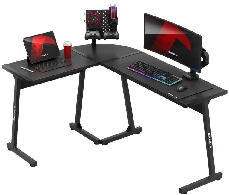 Mesa Gaming Hero 6.0 147cm c/ Canto Arredondado (Preto) - HUZARO