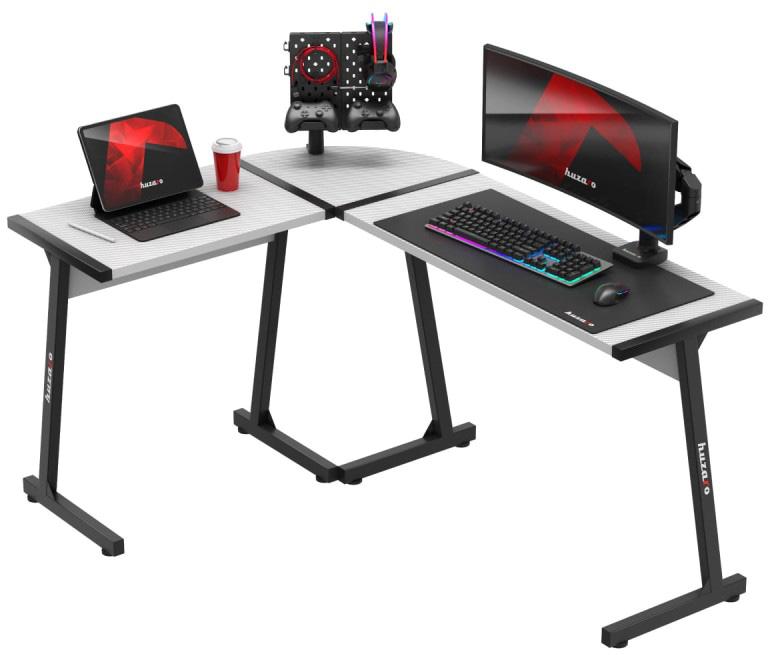 Mesa Gaming Hero 6.0 147cm c/ Canto Arredondado (Branco) - HUZARO