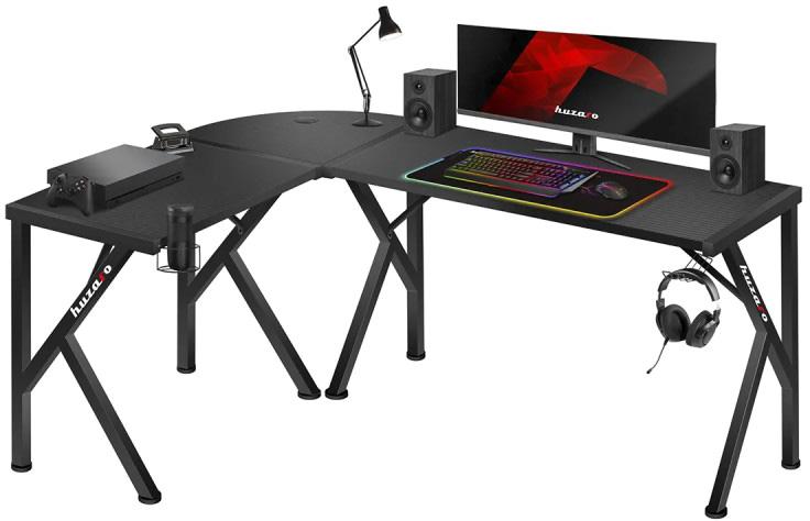 Mesa Gaming Hero 6.3 154cm c/ Canto Arredondado (Preto) - HUZARO