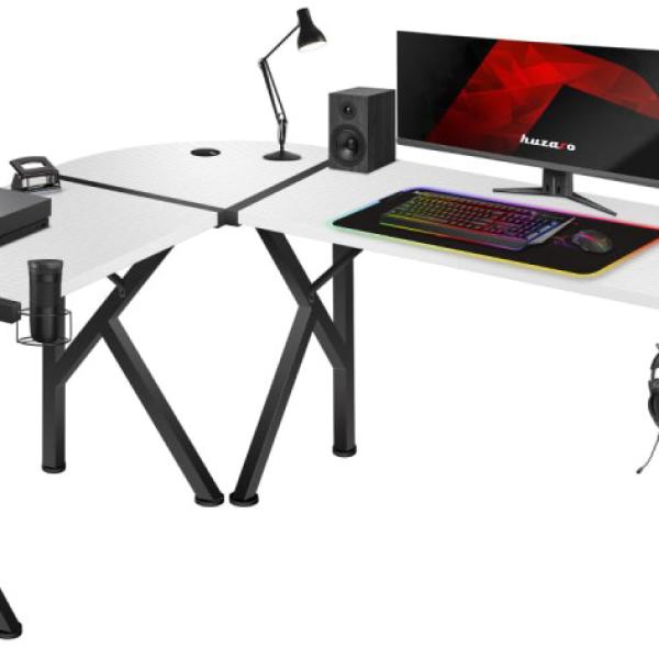 Mesa Gaming Hero 6.3 154cm c/ Canto Arredondado (Branco) - HUZARO