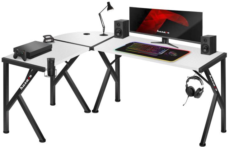 Mesa Gaming Hero 6.3 154cm c/ Canto Arredondado (Branco) - HUZARO