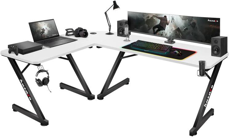 Mesa Gaming Hero 7.0 154cm c/ Canto Arredondado (Branco) - HUZARO
