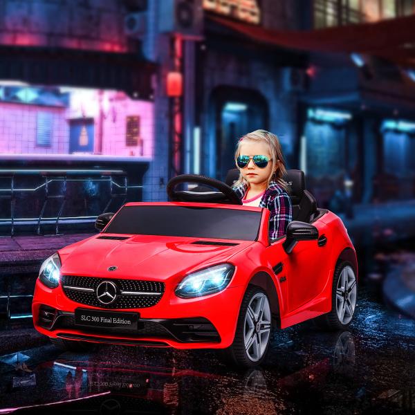 Carro Elétrico Mercedes SLC 300 12V com Controlo Remoto Faróis LED Música TF USB e Abertura da Porta 3 - 5km/h 107x62,5x44 cm Vermelho