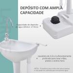 Lavatório Portátil para Campismo com Depósito de Água de 17L Dispensador de Sabão e 2 Rodas 51x33,5x103 cm Cinza Claro