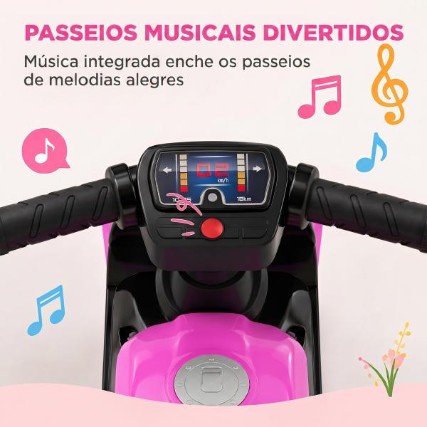 Mota de Equilíbrio Infantil sem Pedais com Música e Rodas Extra Largas para Crianças dos 18 – 36 Meses Rosa