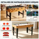 Mesa multijogos 4 em 1 com matraquilhos, bilhar, hóquei de mesa e ping - pong para crianças e adultos 107x61x84,5 cm natural