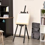 Cavalete para Pintura de Madeira Inclinável 90° com Suporte Tripé e Pincel 51,5x71,5x134,5 cm Preto