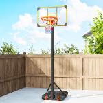 Tabela de Basquetebol com Altura Ajustável 178 - 208 cm Rodas Base Recarregável para Exterior 75x56x210 - 240 cm Amarelo e Preto