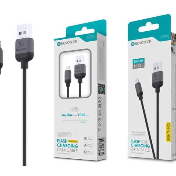 Cabo Lightning Negro 5A 50W 1M S-058 Silicone TPE