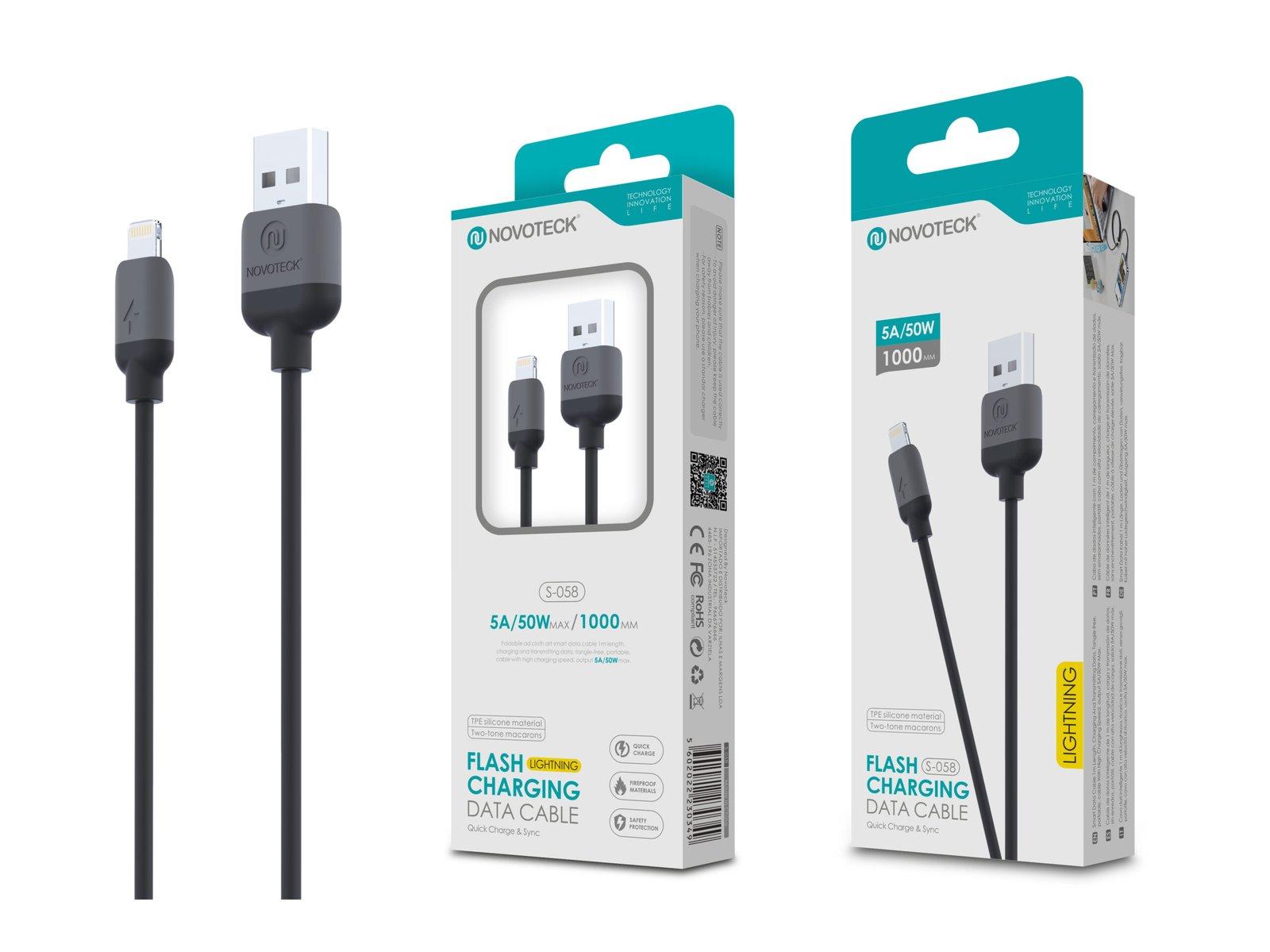 Cabo Lightning Negro 5A 50W 1M S-058 Silicone TPE