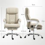 Cadeira de Escritório com Massagem Reclinável Aquecimento Apoio para Pés e Controlo Remoto 66x70x112 - 120 cm Bege