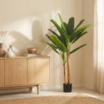 Planta Artificial de Bananeira 150 cm com Vaso - Ideal para Decoração de Interiores - Cor Verde