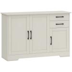 Aparador com 3 Portas Moderno para Sala de Estar com 2 Gavetas Prateleira Ajustável 120x38x79 cm Branco com Efeito Madeira