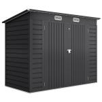 Abrigo de Jardim 2,7m² 249x121x183 cm Abrigo de Exterior com Porta Dupla 2 Ventilaç4oes e Trava Abrigo para Pátio Cinza