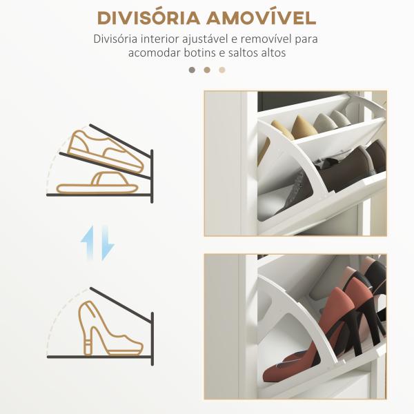 Sapateira Estreita com Prateleiras Ajustáveis e Compartimento Aberto para 10 Pares de Sapatos 58x24x105 cm Branco