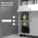 Armário Auxiliar Casa de Banho com 4 Rodas 2 Compartimentos para Papel Higiénico Armário e Prateleiras Ajustáveis 52x17x67 cm Branco