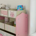 Estante para Brinquedos com 6 Caixas de Tecido não Tecido Amovíveis Organizador de Brinquedos 63x30x66 cm Rosa
