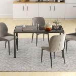 Mesa de Refeição de Vidro Mesa Retangular para 6 Pessoas com Pés de Metal 140x80x75 cm Preto