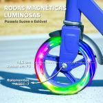 Trotinete Infantil Dobrável 3 - 8 Anos com 2 Rodas, Luzes, Guiador Ajustável em 4 Alturas e Travão Duplo, Azul