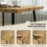 Mesa de Jantar Nórdica para 4 Pessoas, Tampo Espesso e Bordos Curvos, 110x70x75 cm, Carvalho