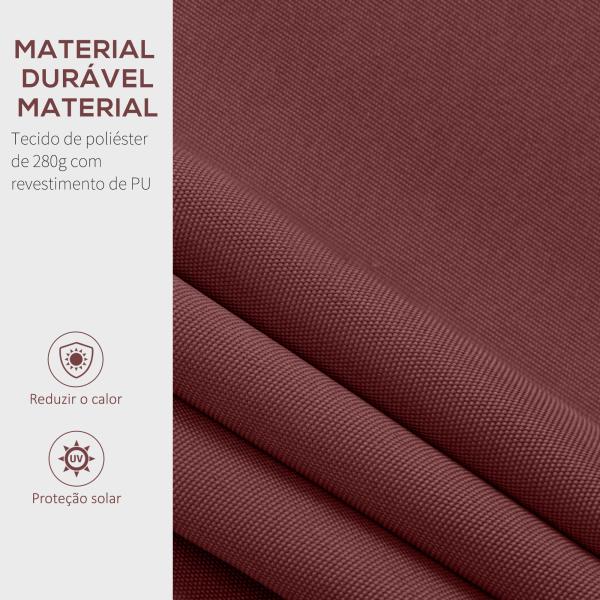 Toldo Manual Retrátil 3,5x2,5 m com Ângulo Ajustável Manivela, Estrutura de Alumínio e Proteção UPF30+ Vinho Tinto