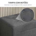 Apoio para os Pés Sala de Estar Banco Estofado em Linho com Bolso Lateral Tampa com Botões 35x35x35 cm Cinzento