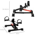 Mini Bicicleta Estática de Exercícios Mini Bicicleta Estática com Altura e Comprimento Ajustáveis Tela LCD Máquina de Pedalar de Mãos e Pernas 33 - 43x40x24,5 - 34,5 cm Preto