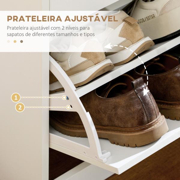 Sapateira Estreito com 2 Compartimentos e 2 Gavetas para 12 Pares de Sapatos 80x30x91,5 cm Branco