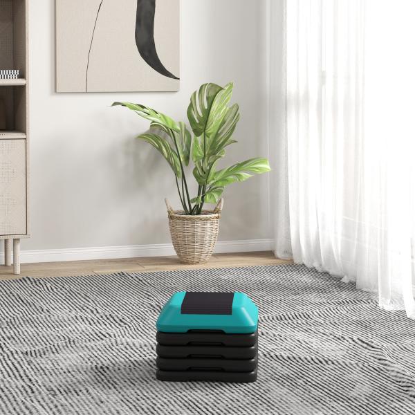 Step para Exercício Aeróbico Plataforma Step Antideslizante com Altura Ajustável de 10/15/20/25/30 cm Azul