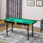 Mesa de Bilhar Dobrável 140 cm com Altura Ajustável, 16 Bolas, 2 Tacos, 2 Giz, Triângulo e Escova, Verde