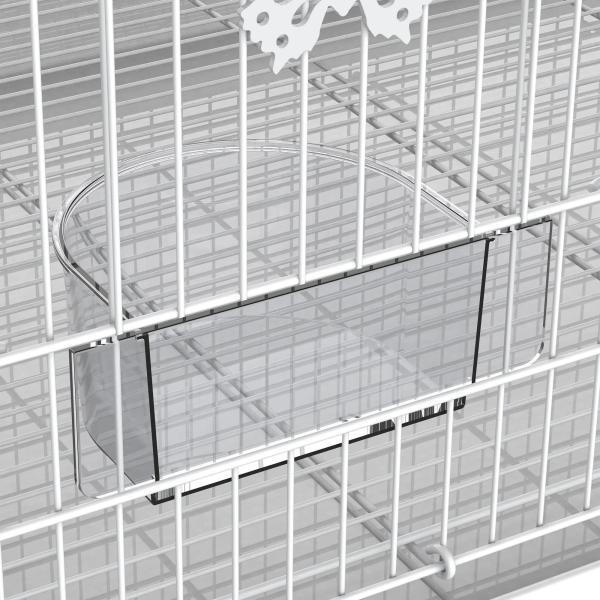 Gaiola para pássaros 60x41x41cm Aviário com 2 poleiros e 3 portas para pássaros pequenos Canários Papagaios de metal branco