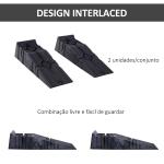 Conjunto de 2 Rampas para Carro em Plástico Portáteis Carga até 2,5 Toneladas 91x30x21 cm, Preto
