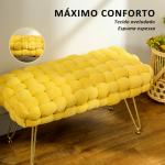 Apoio para os Pés Sala de Estar em Veludo com Pés de Metal e Assento Acolchoado para Dormitório Entrada 76x38x41,5 cm Amarelo