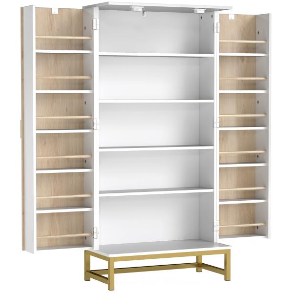 Armário de Cozinha com 2 Portas e 12 Compartimentos Design Moderno com 5 Prateleiras Ajustáveis Branco