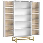 Armário de Cozinha com 2 Portas e 12 Compartimentos Design Moderno com 5 Prateleiras Ajustáveis Branco