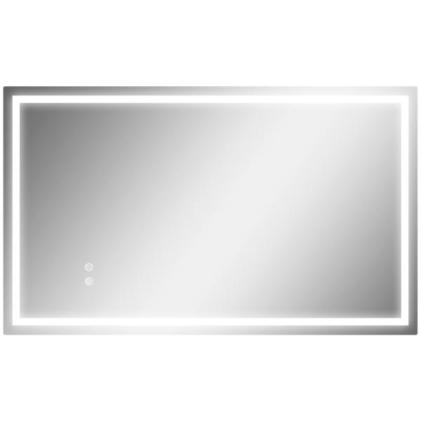 Espelho Casa de Banho com Luz LED 100x60 cm Espelho de Parede com Iluminação Anti - Embaciamento Brilho Ajustável e Interruptor Tátil