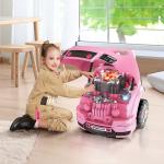 Motor de Caminhão para Crianças com 61 Peças Volante Buzina Faróis Caixa de Armazenamento e Rodas 40x39x47 cm Rosa