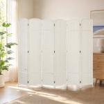 Biombo de 6 Painéis Separador de Ambientes Dobrável 240x170 cm para Sala de Estar Dormitório Escritório Branco
