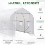 Estufa Tipo Túnel 400x200x200cm Estufa de Jardim com 6 Janelas Transpiráveis e Portas Enrolável com Zíper para Cultivo de Plantas e Verduras Branco
