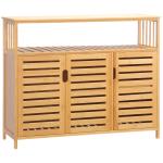 Aparador de 3 Portas Aparador em Bambu com Estantes para Sala de Jantar Cozinha Entrada 100x35x82 cm Madeira