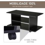 Móvel para TV para Televisores de até 42 Polegadas Móvel de TV com Prateleiras e Rodas com Travão 80x40x40cm Preto