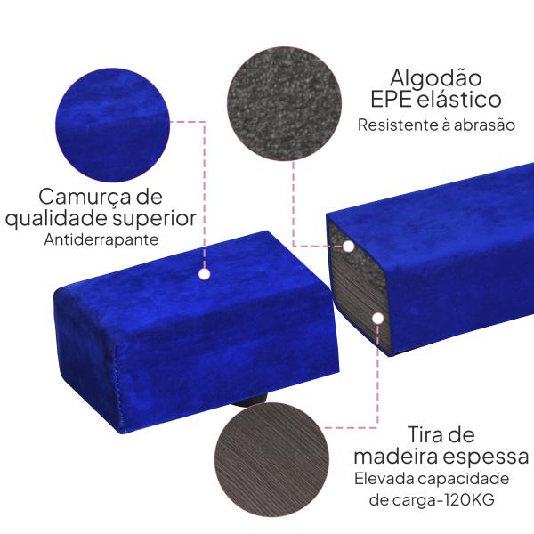 Barra de Equilíbrio Ginástica Dobrável 210 cm Barra de Ginástica Artística para Crianças Iniciantes e Ginastas 210x10x6,5 cm Azul