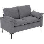 Sofá de 2 Lugares Revestido em Veludo Sofá Moderno com Pés de Metal Apoios de Braços Acolchoados 130x77x84 cm Cinza