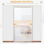 Barrera para Cães Retrátil Dobrável com Largura Ajustável 5,5 - 115 cm com Função de Enrolamento Automático Branco