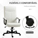 Cadeira de Escritório Giratória 360° com Encosto Alto Altura Ajustável e Função de Inclinação 65x65x102 - 112,5cm Branco creme