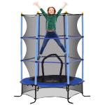 Trampolim para Crianças com Rede de Segurança e Estrutura de Aço para Interiores e Exteriores Carga 50 kg Ø163x190 cm Azul