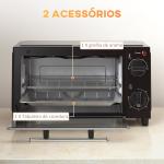 Mini Forno Elétrico 9L com Temperatura Ajustável até 230°C Temporizador 60 min e Bandeja para Assar 35x24,6x20 cm Preto
