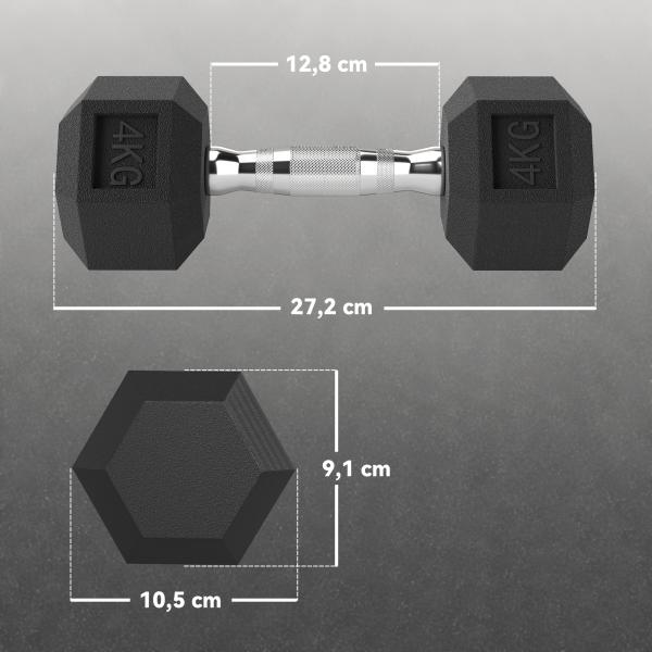 Conjunto de Halteres de 2x4 kg com Barra Metálica e Cabeça Hexagonal Conjunto Pesos para Treino 27,2x10,5 cm Preto e Prata
