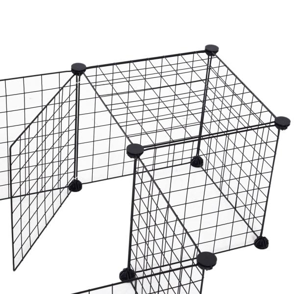 Recinto de Metal para Pequenos Animais de Estimação com 12 Painéis Desmontável DIY 106x73x36 cm Preto