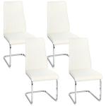 Conjunto de 4 Cadeiras de Sala de Jantar com Assento Acolchoado e Pés de Metal Cadeiras Cantilever Modernas 45x61x98 cm Creme